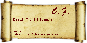 Orsós Filemon névjegykártya